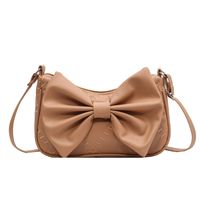 Women's Small Spring&summer Pu Leather Solid Color Fashion Bowknot Square Flip Cover Underarm Bag main image 5