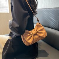 Women's Small Spring&summer Pu Leather Solid Color Fashion Bowknot Square Flip Cover Underarm Bag main image 4
