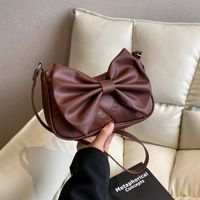 Women's Small Spring&summer Pu Leather Solid Color Fashion Bowknot Square Flip Cover Underarm Bag main image 1