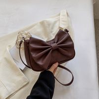 Women's Small Spring&summer Pu Leather Solid Color Fashion Bowknot Square Flip Cover Underarm Bag sku image 2
