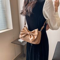 Women's Small Spring&summer Pu Leather Solid Color Fashion Bowknot Square Flip Cover Underarm Bag main image 2