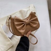 Mujeres Pequeña Primavera Verano Cuero Sintético Color Sólido Moda Lazo Cuadrado Gire La Tapa Bolsa Para Las Axilas sku image 3