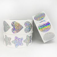 New Beige Dotted Sequined Laser Heart-shaped Sealing Adhesive Sticker Birthday Label Self-adhesive Sticker main image 3