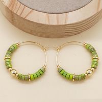 1 Pair Bohemian Geometric Beaded Alloy Women's Hoop Earrings main image 4