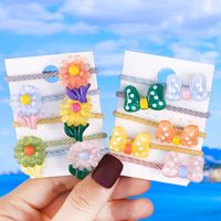 Sweet Animal Flower Arylic Patchwork Hair Tie 5 Pieces main image 1