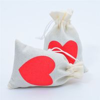 Fashion Heart Shape Imitation Linen Daily Gift Bags 1 Piece main image 5