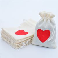 Fashion Heart Shape Imitation Linen Daily Gift Bags 1 Piece main image 1