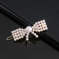 Fashion Butterfly Bow Knot Imitation Pearl Alloy Hair Clip 1 Piece sku image 4