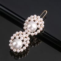 Fashion Butterfly Bow Knot Imitation Pearl Alloy Hair Clip 1 Piece sku image 3