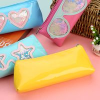 New Triangle Quicksand Sequins Pencil Case Glasses Sequin Pencil Case Student Stationery Glasses Pencil Case Factory Wholesale main image 3