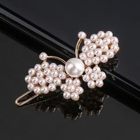 Fashion Butterfly Bow Knot Imitation Pearl Alloy Hair Clip 1 Piece sku image 2