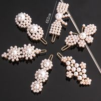 Fashion Butterfly Bow Knot Imitation Pearl Alloy Hair Clip 1 Piece main image 2