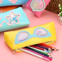 New Triangle Quicksand Sequins Pencil Case Glasses Sequin Pencil Case Student Stationery Glasses Pencil Case Factory Wholesale main image 4