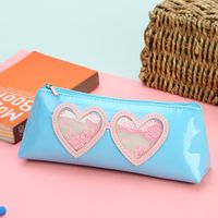 New Triangle Quicksand Sequins Pencil Case Glasses Sequin Pencil Case Student Stationery Glasses Pencil Case Factory Wholesale sku image 2