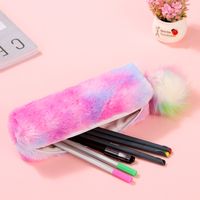 New Rainbow Color Plush Pencil Bag Student Large Capacity Stationery Buggy Bag Women's Plush Sequined Pencil Case main image 4