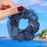 Fashion Plaid Polka Dots Cloth Net Yarn Rib-knit Hollow Out Hair Tie 1 Piece sku image 5