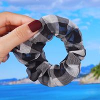 Fashion Plaid Polka Dots Cloth Net Yarn Rib-knit Hollow Out Hair Tie 1 Piece sku image 14
