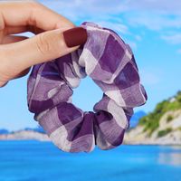 Fashion Plaid Polka Dots Cloth Net Yarn Rib-knit Hollow Out Hair Tie 1 Piece sku image 19
