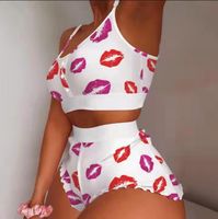 Women's Sweet Heart Shape Polyester Milk Fiber Printing Shorts Sets main image 3