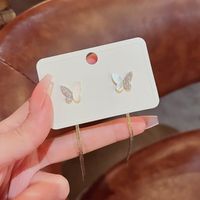 Fashion Butterfly Copper Inlay Shell Zircon Earrings 1 Pair main image 5