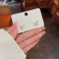 Fashion Butterfly Copper Inlay Shell Zircon Earrings 1 Pair main image 4