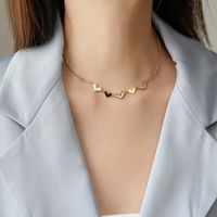 Korean Style Heart Shape Titanium Steel Tassel Chain Inlaid Gold Necklace 1 Piece main image 5