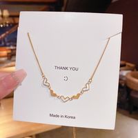 Korean Style Heart Shape Titanium Steel Tassel Chain Inlaid Gold Necklace 1 Piece sku image 2