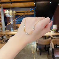 Korean Style Heart Shape Titanium Steel Tassel Chain Inlaid Gold Necklace 1 Piece main image 4