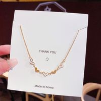 Korean Style Heart Shape Titanium Steel Tassel Chain Inlaid Gold Necklace 1 Piece main image 3