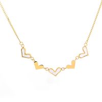 Korean Style Heart Shape Titanium Steel Tassel Chain Inlaid Gold Necklace 1 Piece main image 2