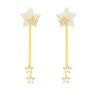 1 Pair Sweet Star Moon Mixed Materials Tassel Inlay Artificial Gemstones Women's Drop Earrings main image 4