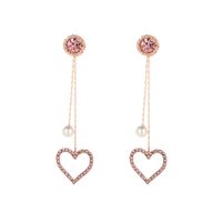 1 Pair Fashion Heart Shape Alloy Inlay Rhinestones Women's Drop Earrings main image 5