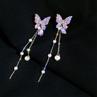 1 Pair Fashion Butterfly Alloy Inlay Rhinestones Women's Drop Earrings main image 4