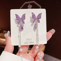 1 Pair Fashion Butterfly Alloy Inlay Rhinestones Women's Drop Earrings sku image 1