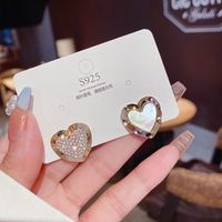 Moda Forma De Corazón Cobre Embutido Piedras Preciosas Artificiales Diamantes De Imitación Pendientes 1 Par sku image 1