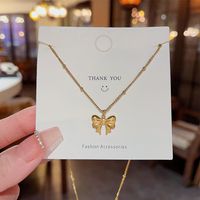 Fashion Bow Knot Titanium Steel Plating Pendant Necklace 1 Piece main image 5