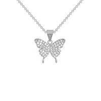 Fashion Butterfly Titanium Steel Inlay Inlaid Gold Artificial Gemstones Pendant Necklace 1 Piece main image 3