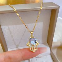 Fashion Palm Heart Shape Stainless Steel Copper Plating Inlay Artificial Diamond Pendant Necklace 1 Piece main image 2