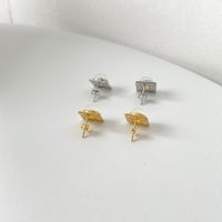 Retro Square Copper Inlay Artificial Gemstones Ear Studs 1 Pair main image 4