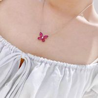 Fashion Butterfly Copper Inlay Zircon Pendant Necklace 1 Piece main image 4