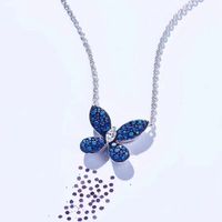 Fashion Butterfly Copper Inlay Zircon Pendant Necklace 1 Piece main image 5