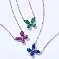 Fashion Butterfly Copper Inlay Zircon Pendant Necklace 1 Piece main image 1