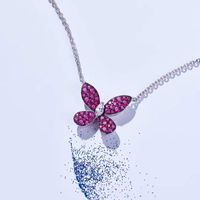 Fashion Butterfly Copper Inlay Zircon Pendant Necklace 1 Piece sku image 2