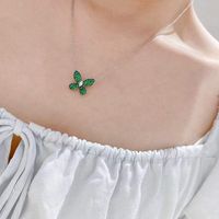 Fashion Butterfly Copper Inlay Zircon Pendant Necklace 1 Piece main image 3