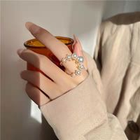 1 Piece Retro Geometric Alloy Inlay Artificial Pearls Women's Open Ring main image 3