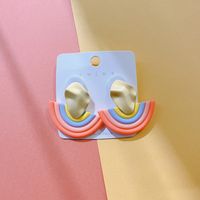 1 Pair Fashion Rainbow Soft Clay Patchwork Women's Drop Earrings sku image 3