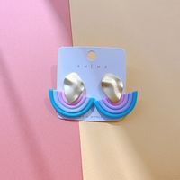 1 Pair Fashion Rainbow Soft Clay Patchwork Women's Drop Earrings sku image 2