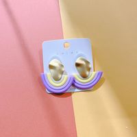 1 Pair Fashion Rainbow Soft Clay Patchwork Women's Drop Earrings sku image 1
