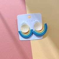 1 Pair Fashion Rainbow Soft Clay Patchwork Women's Drop Earrings sku image 6