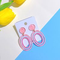 1 Pair Simple Style Oval Flower Arylic Women's Chandelier Earrings sku image 7